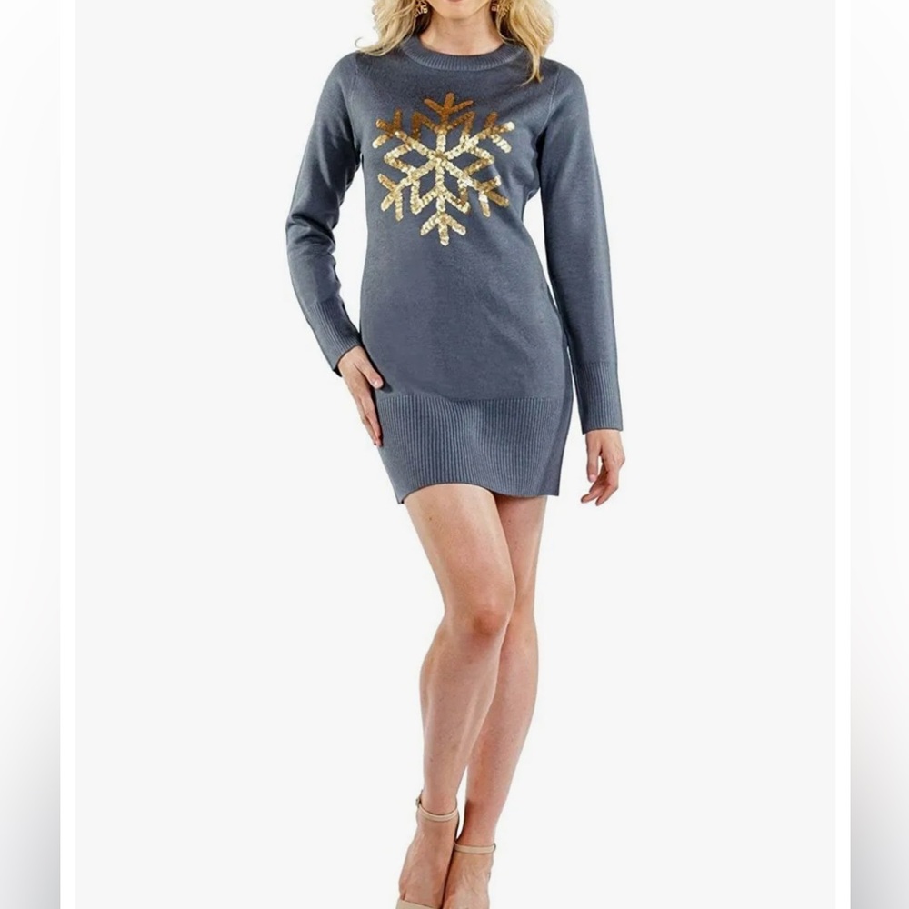 Tipsy Elves Sequined Ugly Christmas Sweater Dress. Size Medium‎